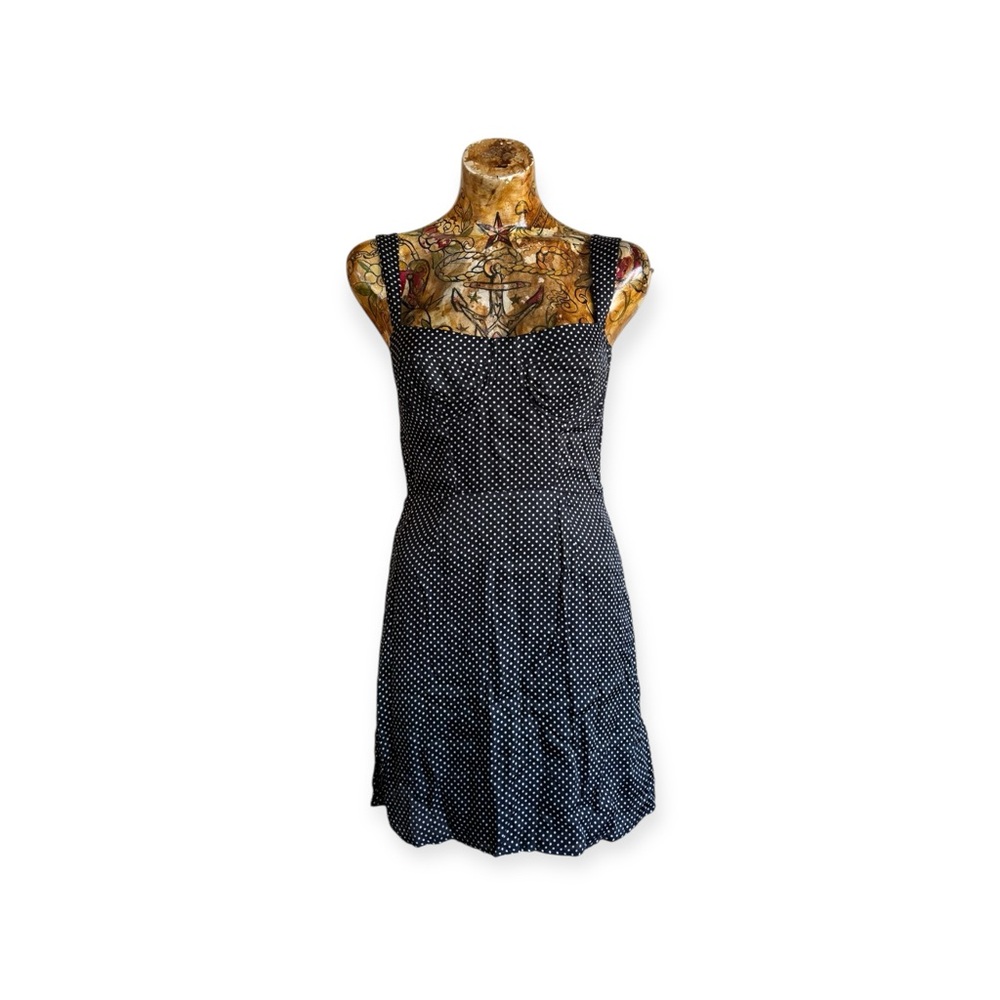Capulet Black Polka Dot Mini Dress Sleeveless Fit Flare small